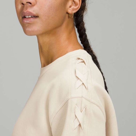 Lululemon Braided Sleeve Pullover White Opal size Large - Picture 3 of 8